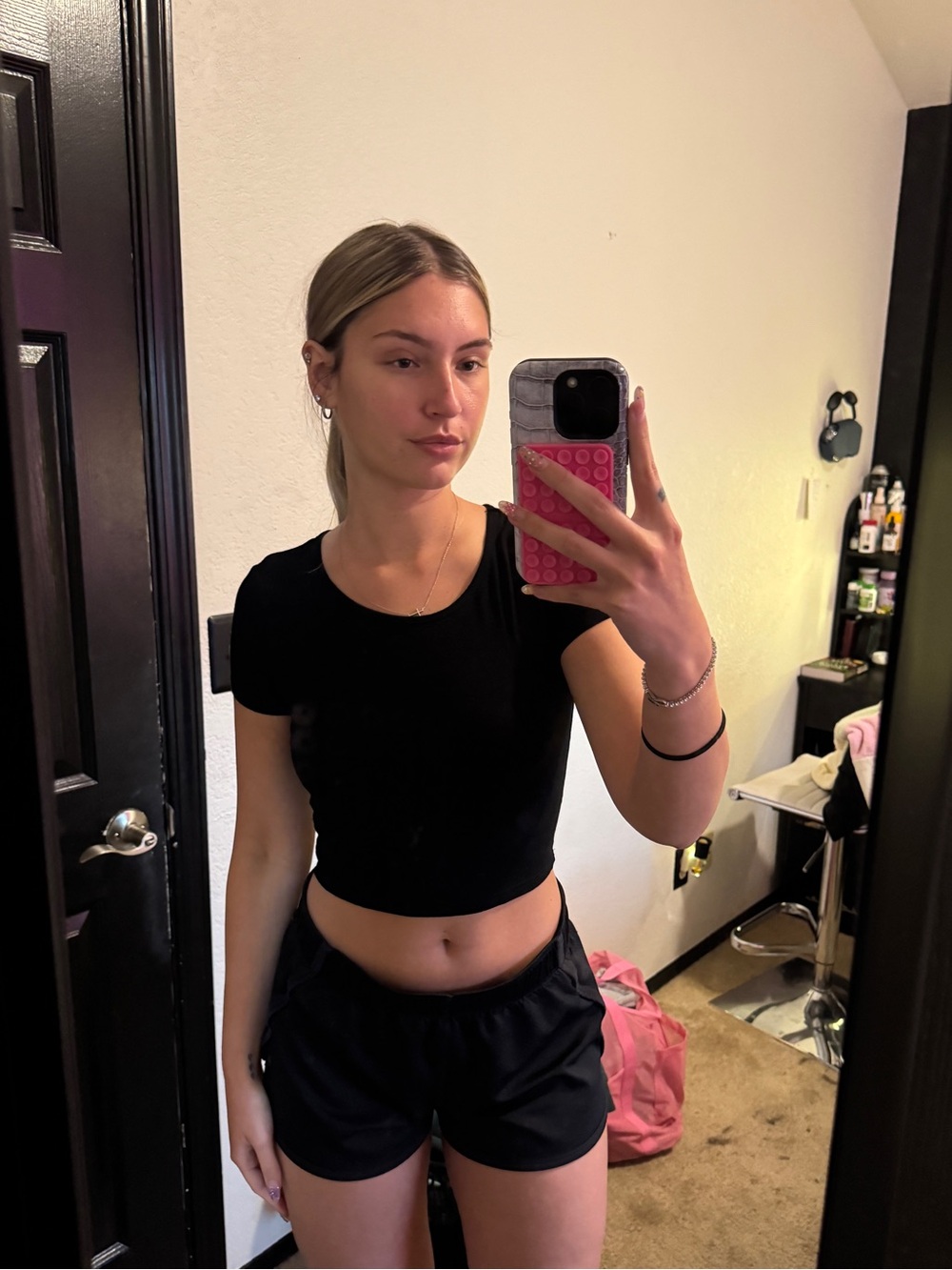 Black Crop Tee - Women